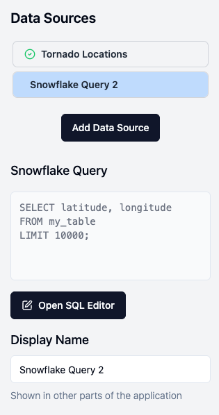 Data sources pane screenshot