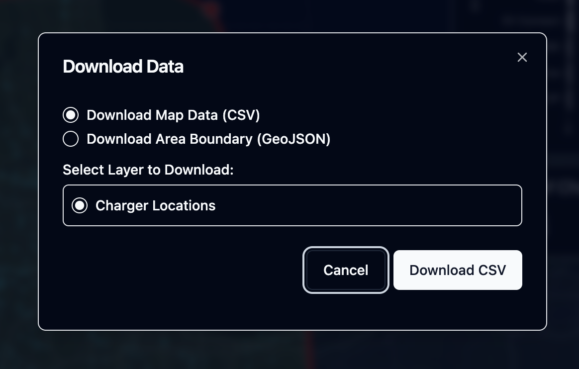 The dialog for downloading data