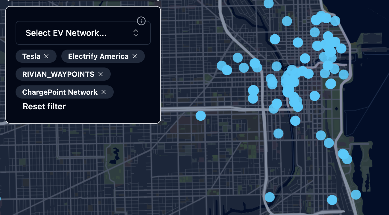 A dropdown filter with multiple values