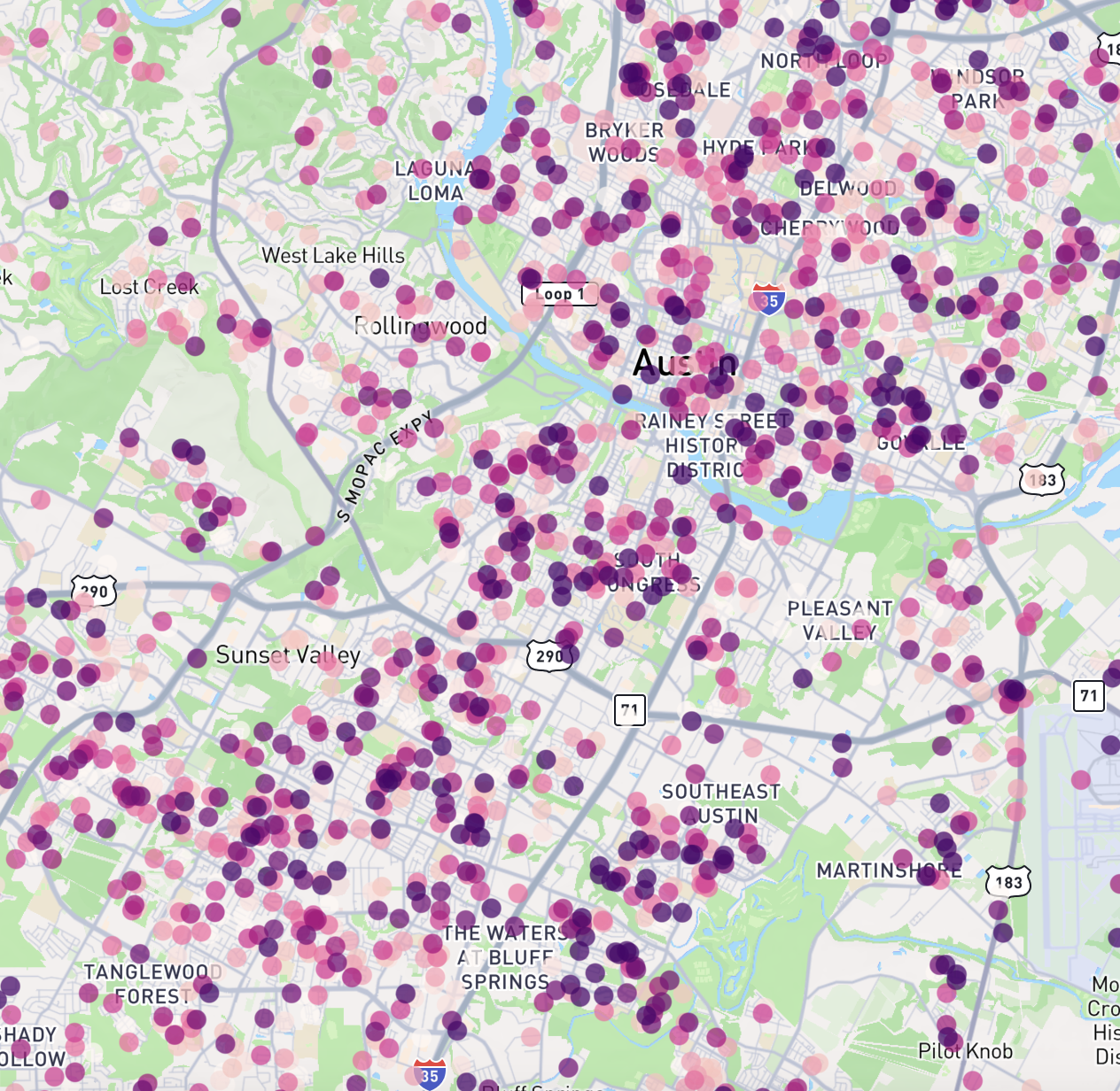 Screenshot showing a point layer