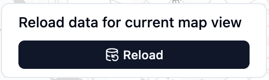 A context-only Parameter Control card titled 'Reload data for current map view' with a single Reload button