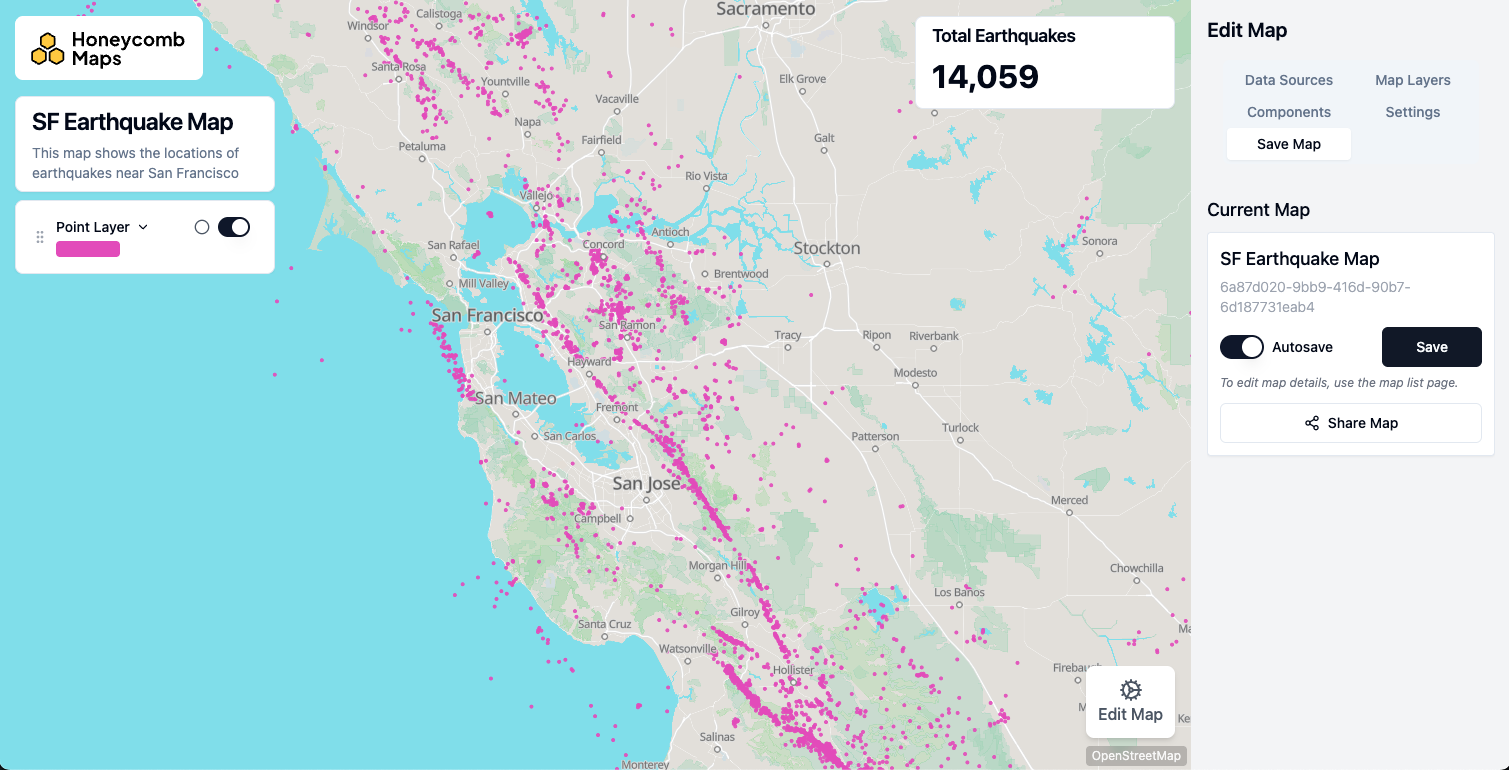 Save Map sidebar showing the Share Map button
