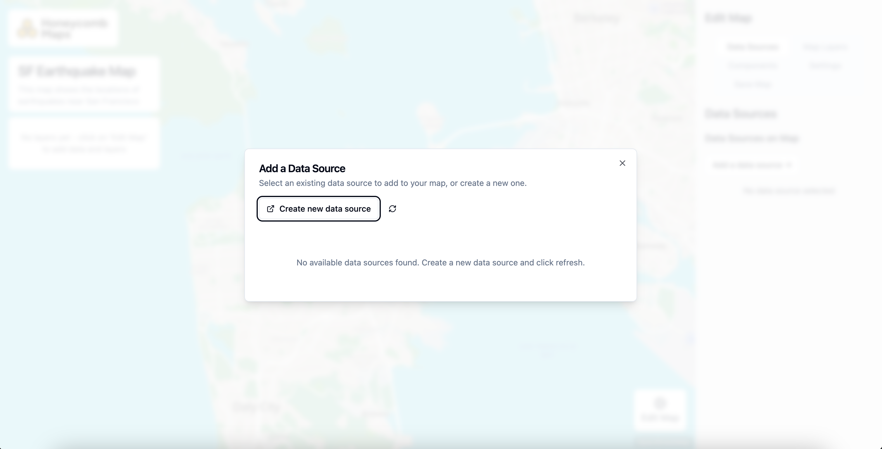 Add a Data Source dialog with option to create a new data source