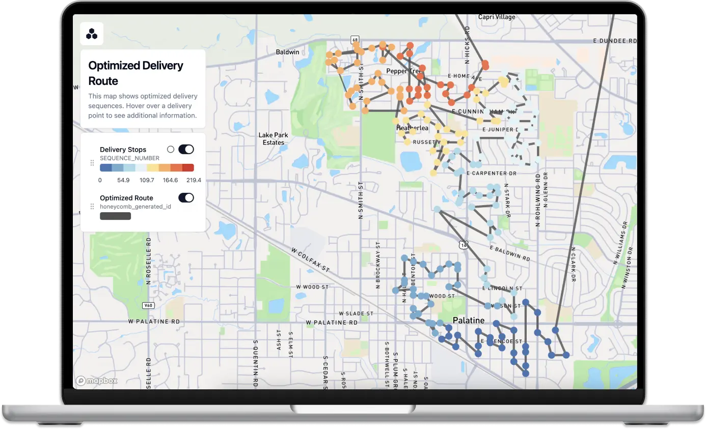 Honeycomb Maps interface